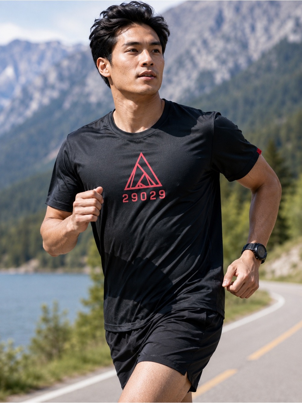 29029 Keep Climbing Performance Tee Black Red Logo Men’s Medium